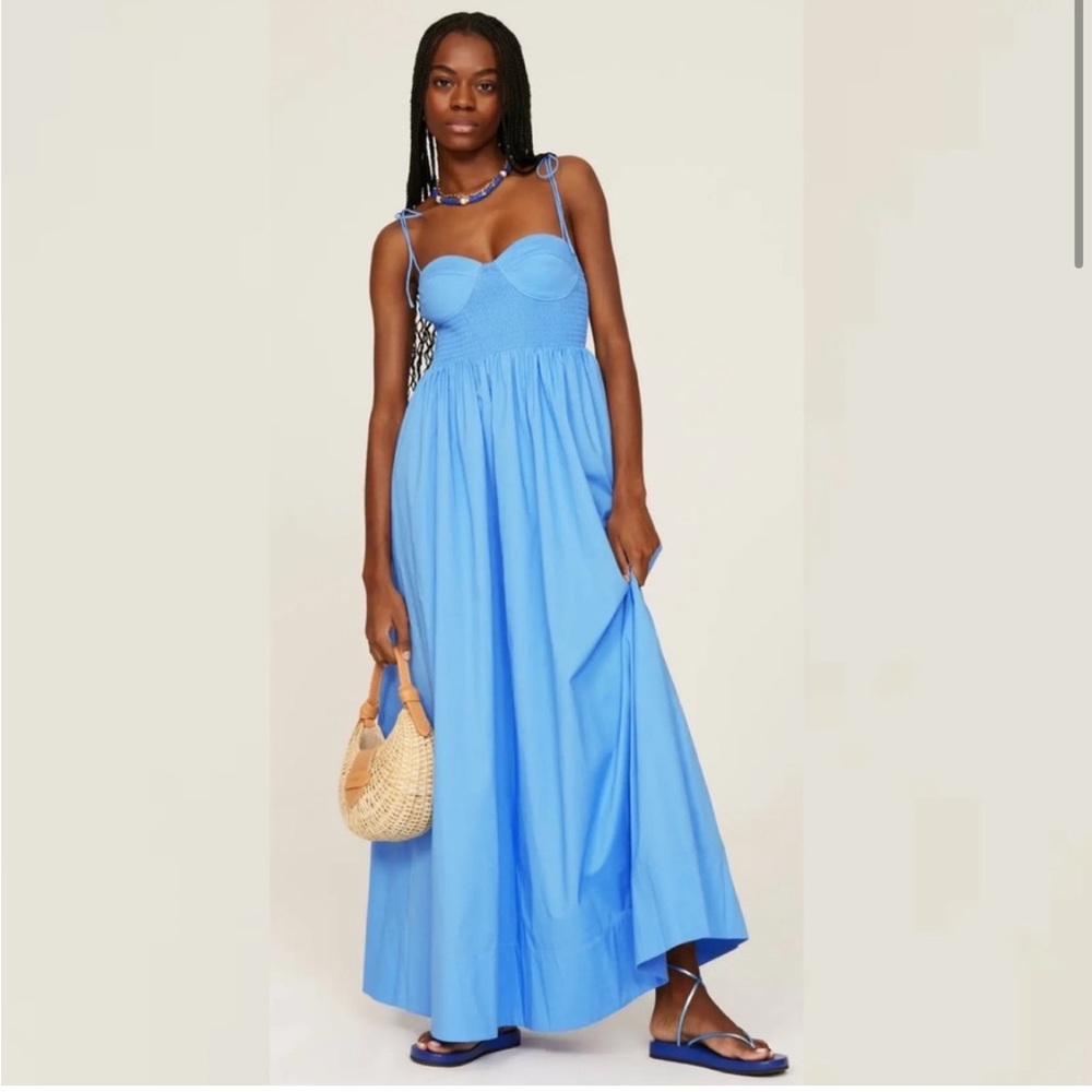 STAUD Landry Blue Smocked Maxi Dress 💙